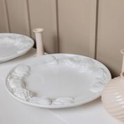 Set of 2 White Ceramic Plates with Sculpted Fruit Relief – Vintage Italy 1980s Mid-Century Decor