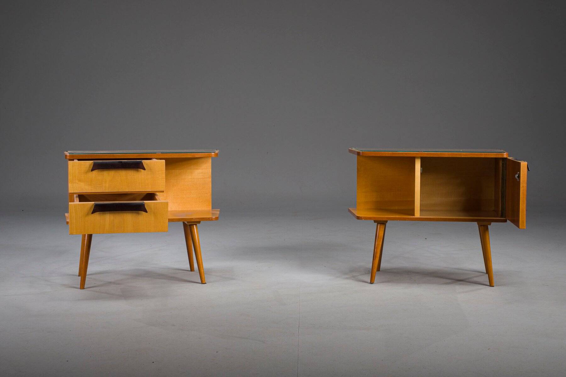 Vintage German cherry nightstands, 1960s, set of 2
