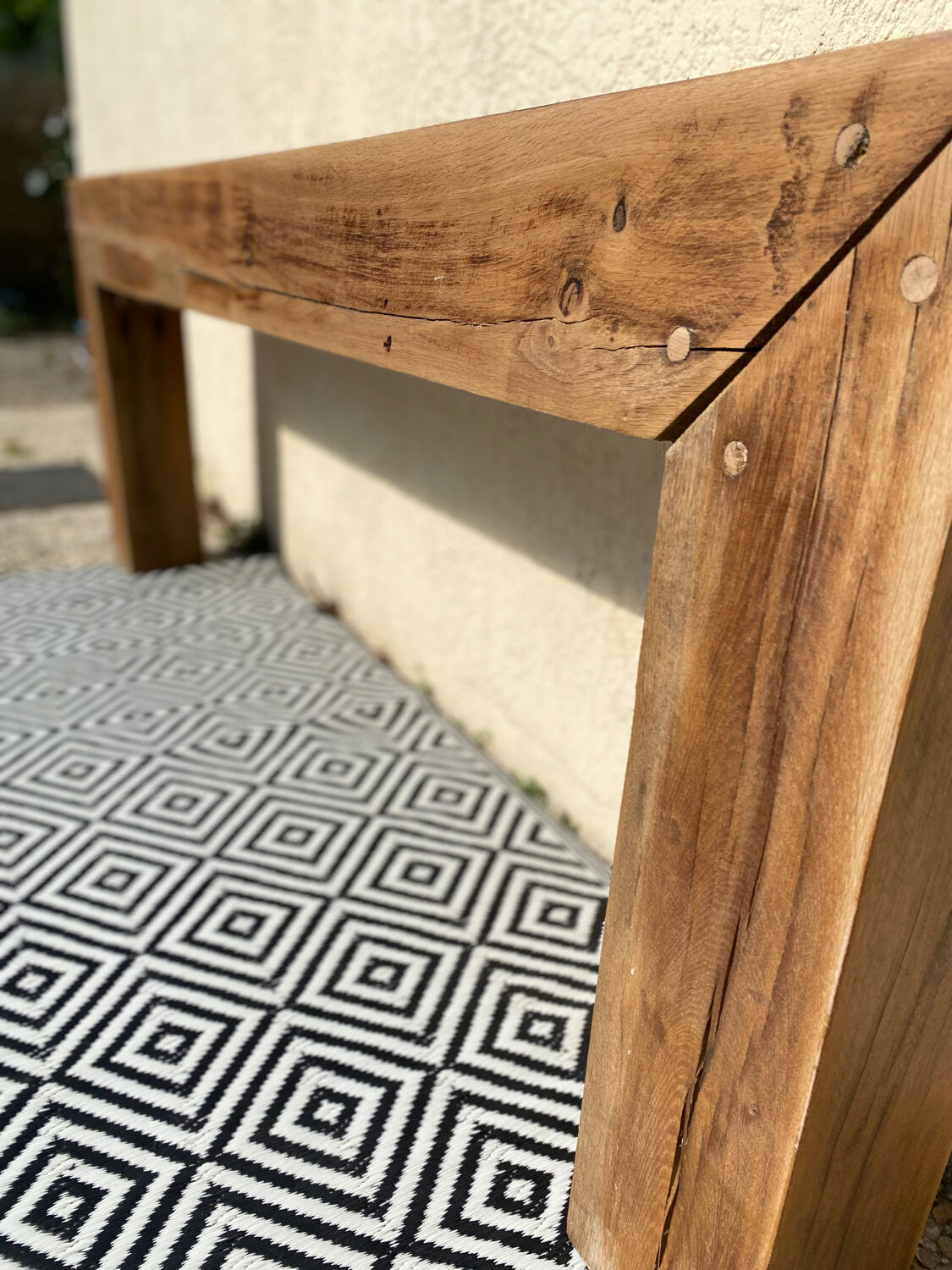 Solid oak beam console