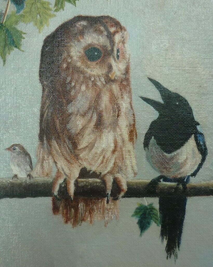 Painting birds on panel