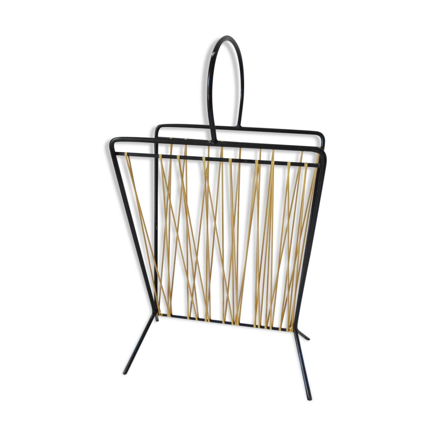 Vintage black scoubidou metal magazines door yellow