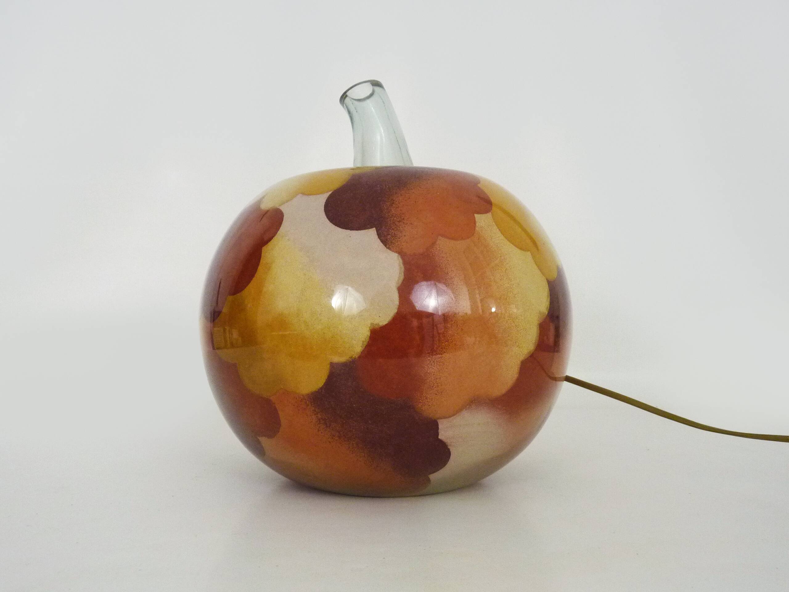 Table lamp in blown glass, apple shape, 1970s.