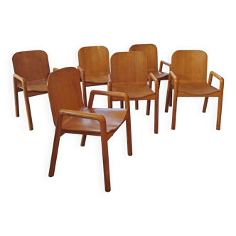 Set of 6 dining chairs, 1980s, Italy