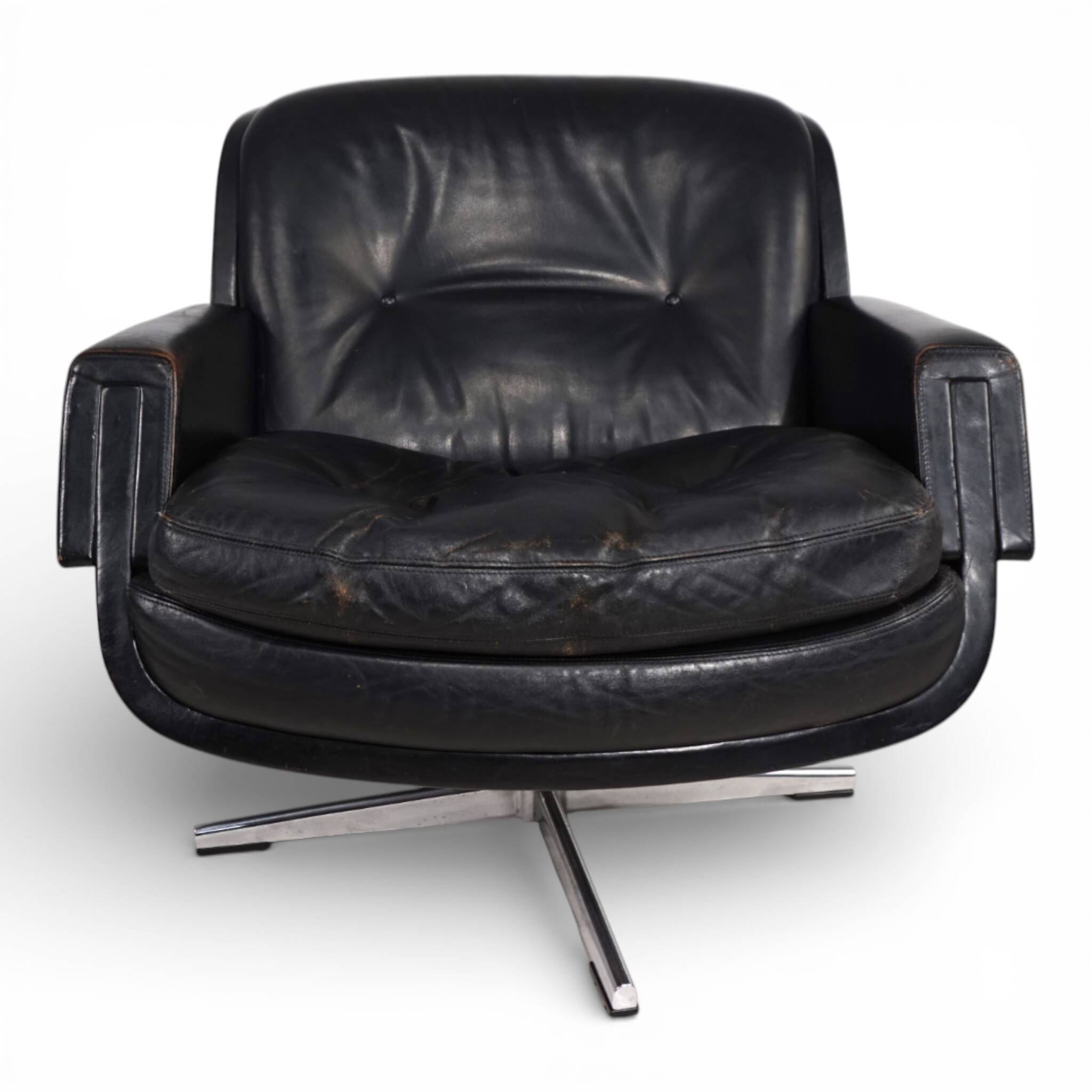 Fauteuil en cuir Eugen Schmidt, 1960