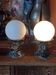 Paire de lampes vintage en fer forgé et opaline des années 60