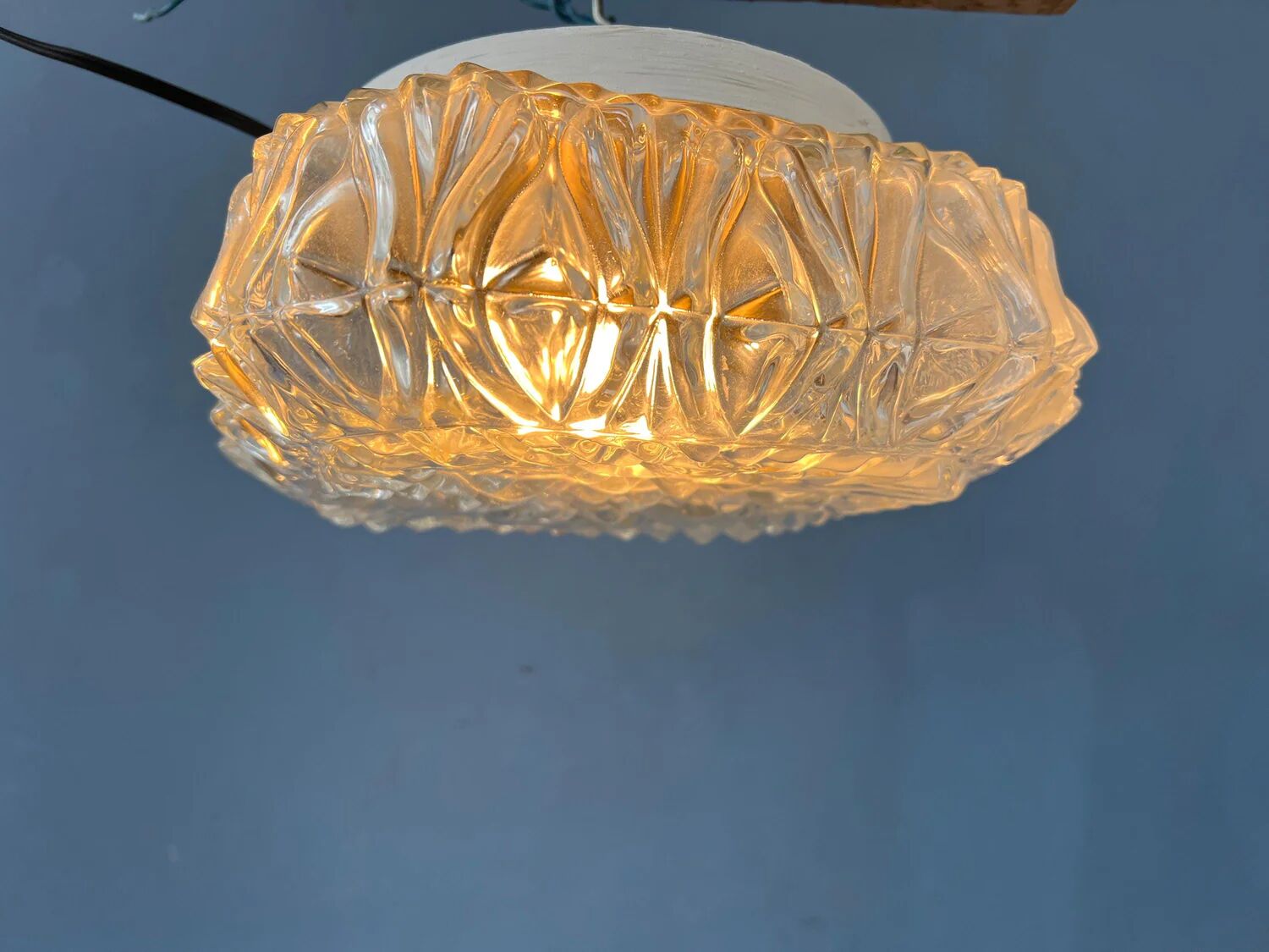 Vintage 30s flush mount glass ceiling lamp