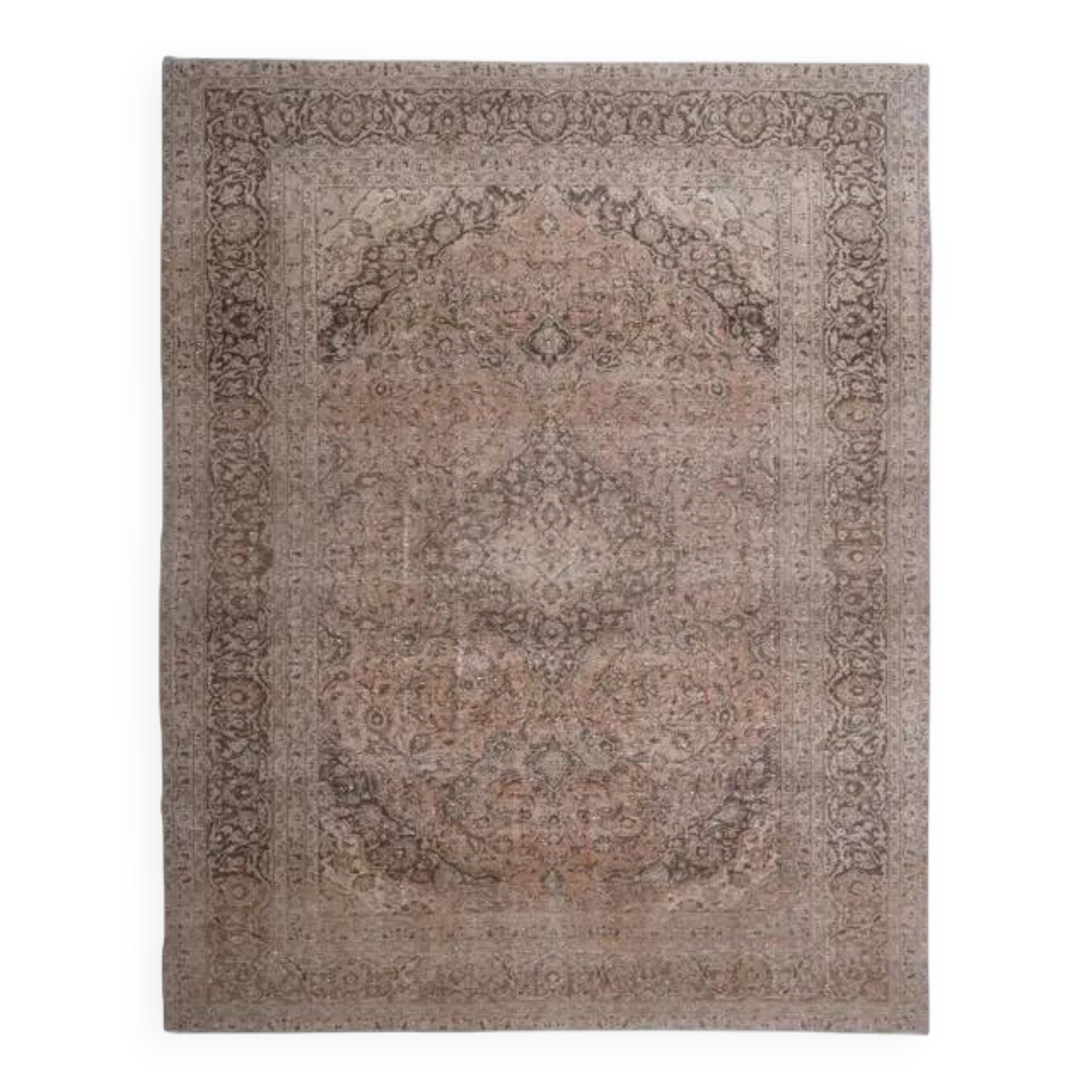 1970s Vintage Persian Handknotted Wool Orange Oversize Area Rug 290x370