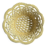 Yellow openwork woven earthenware basket