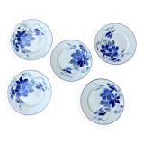 Ensemble assiettes à desserts Faïence de Longchamp Terre de fer fleurs