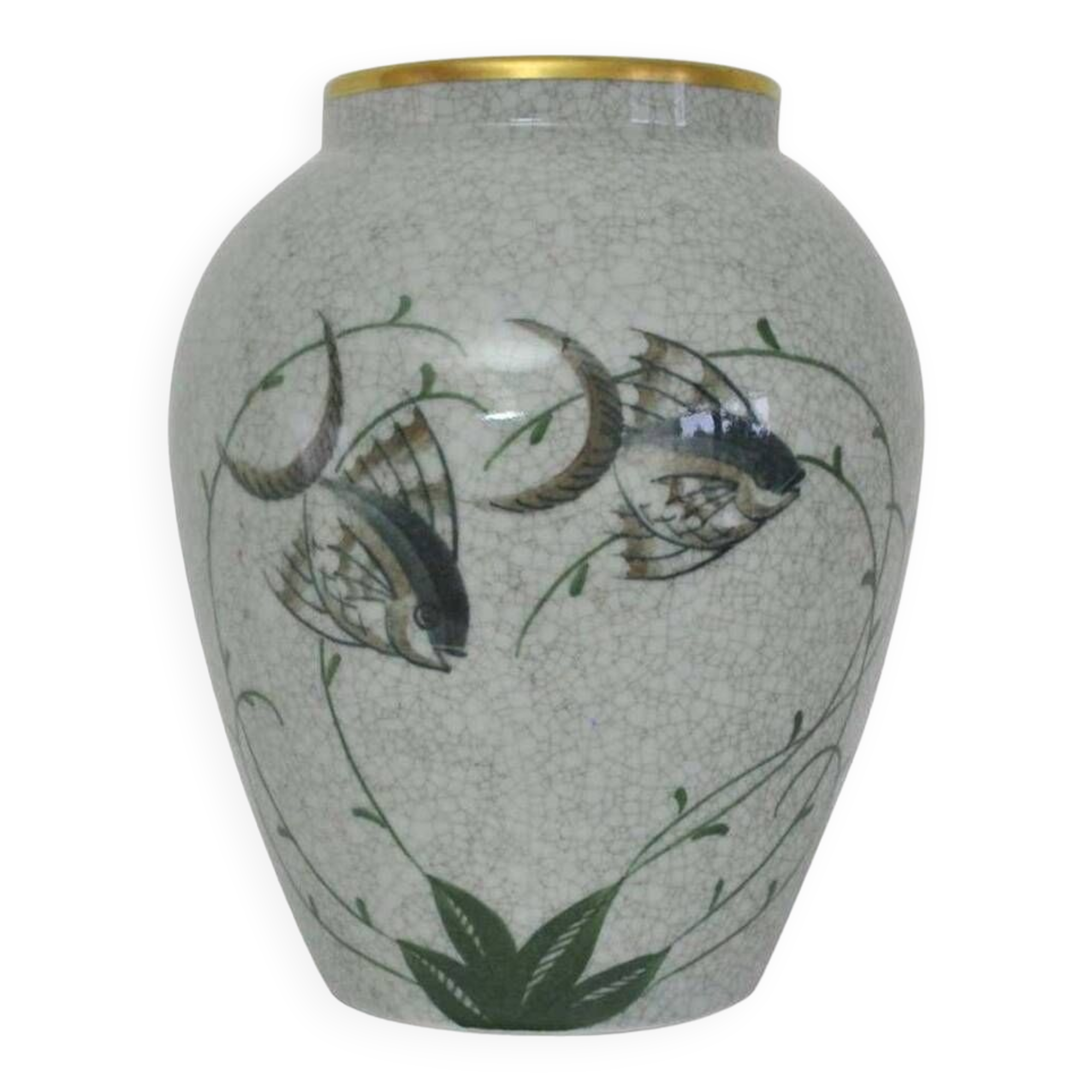 Craquele glaze porcelain Vase, Lyngby Porcelain, 1930-40s