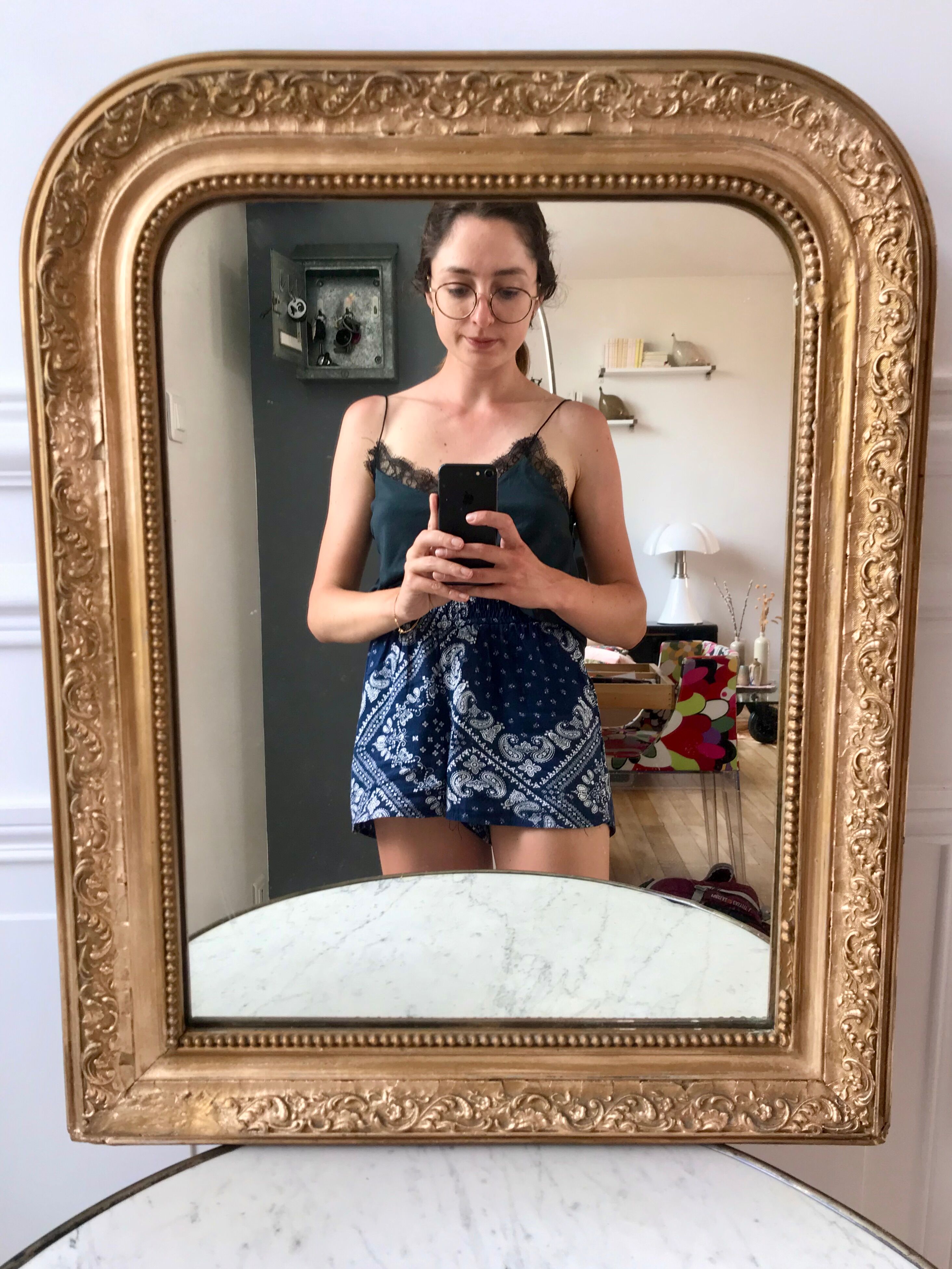 Wooden mirror and gilded stucco early twentieth century