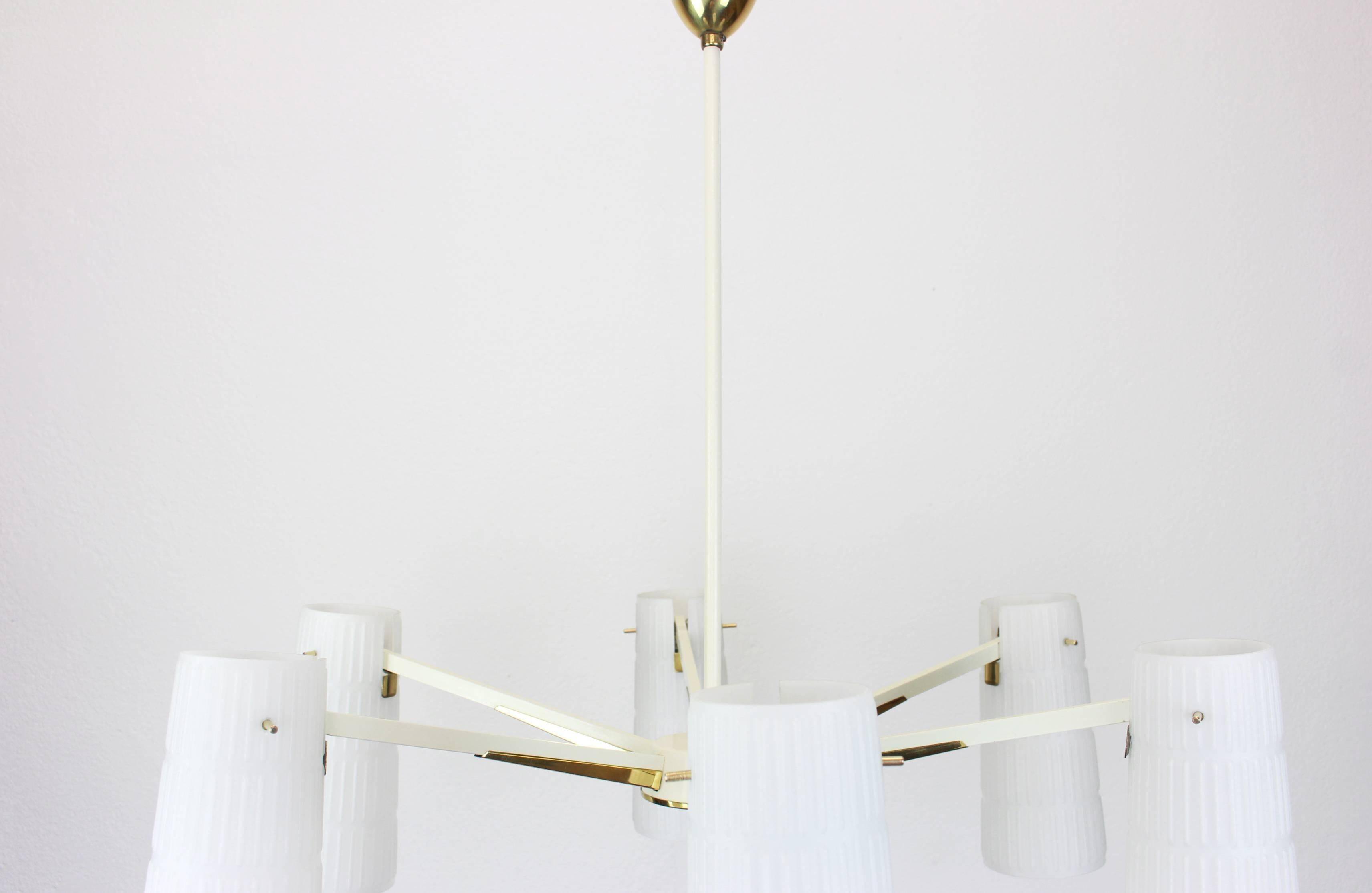 Large Italian glass chandelier, Stilnovo, 1950s