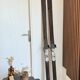 Pair of vintage wooden skis 184cm