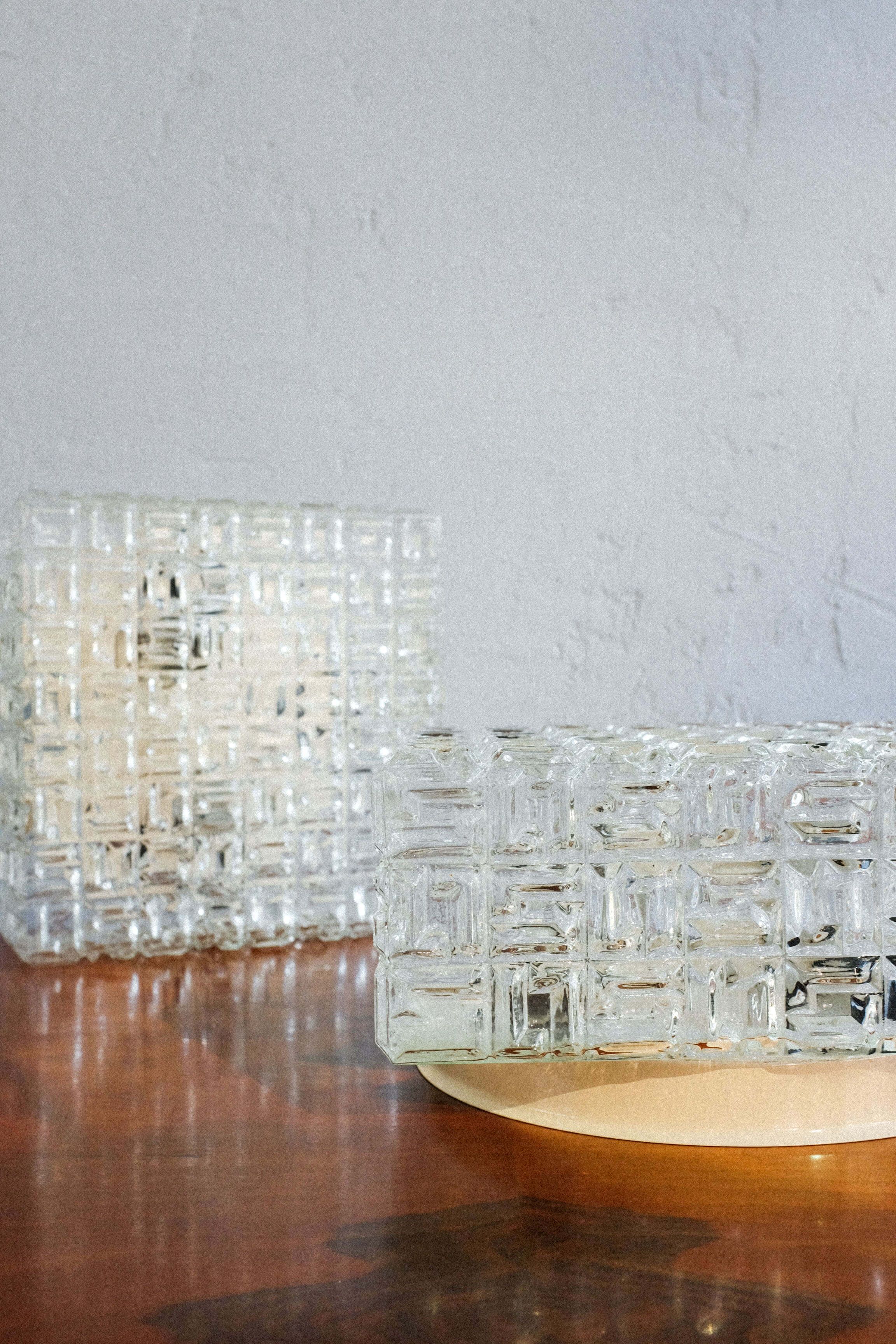 Czechoslovakian glass wall lamps by osvětlovací sklo, 1980s