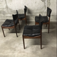 Set of 4 Rio palisander & black leather chairs, Modus model, by Kristian Vedel for Soren Willadsen