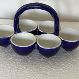 Cobalt blue earthenware egg cup service from the Georges Dreyfus workshop circa 1900