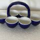 Cobalt Blue Egg Cup Service in earthenware by Georges Dreyfus workshop circa 1900