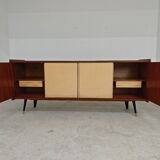 4-door sideboard in light beige and German wood from the 60s