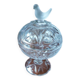 Cut crystal candy or sugar bowl on a stand