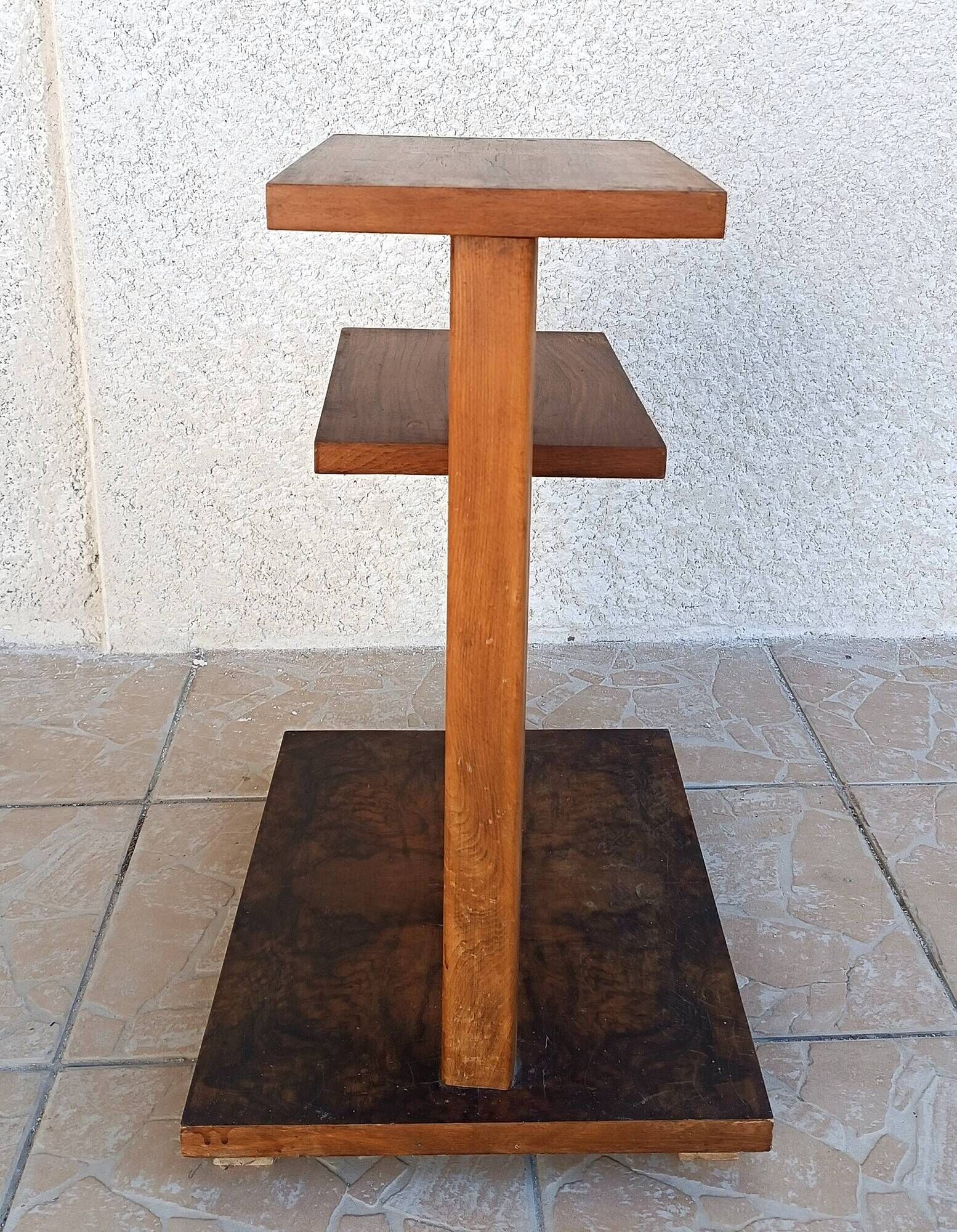 Vintage side table in walnut burl