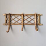 Vintage rattan wicker bamboo coat rack bohemian country decor