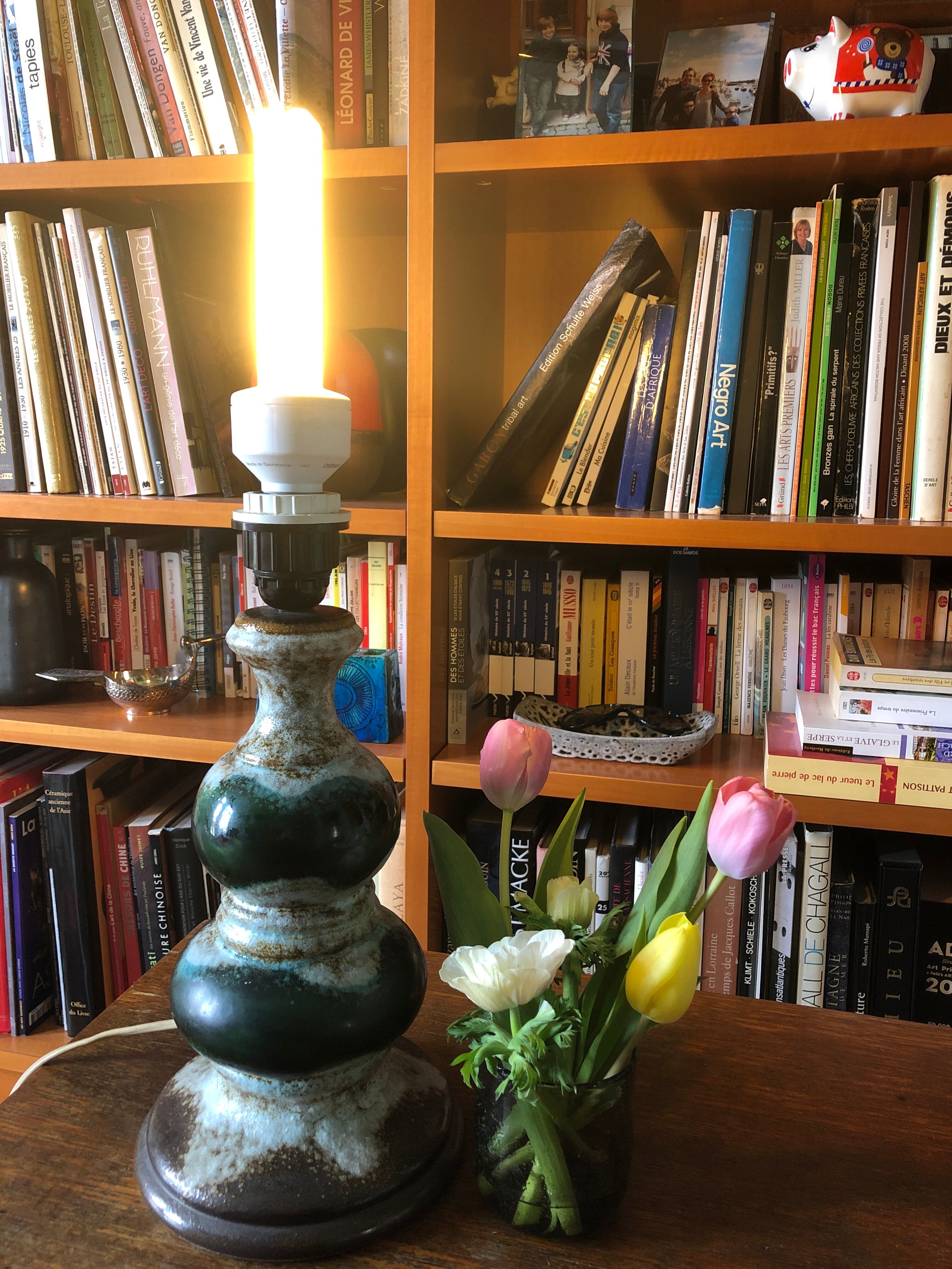 Green Lava ceramic lamp foot circa 1960