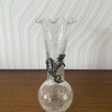 Glass vase broken effect tin thistle pattern