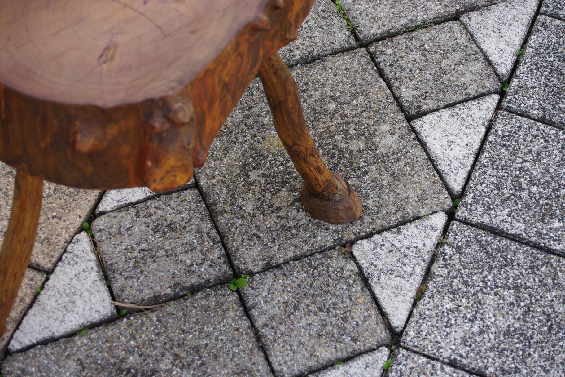 Vintage brutalist side table in solid wood 1960