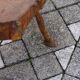 Vintage brutalist side table in solid wood 1960