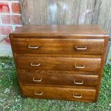 Ancienne commode bois 4 tiroirs années 50 vintage