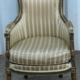 Fauteuil bergère en bois laqué gris