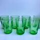Set of 7 green glass liquor glasses 60s-70s