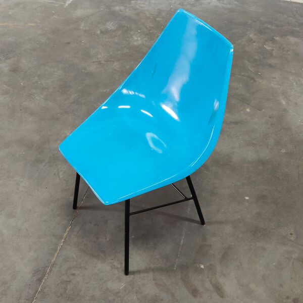 Chaise métal et fibre bleu par Miroslav Navratil pour Vertex