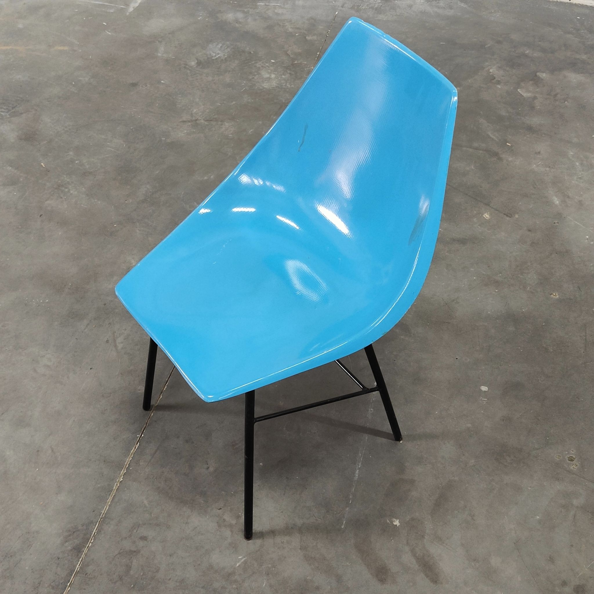 Metal and blue fiber chair by Miroslav Navratil for Vertex