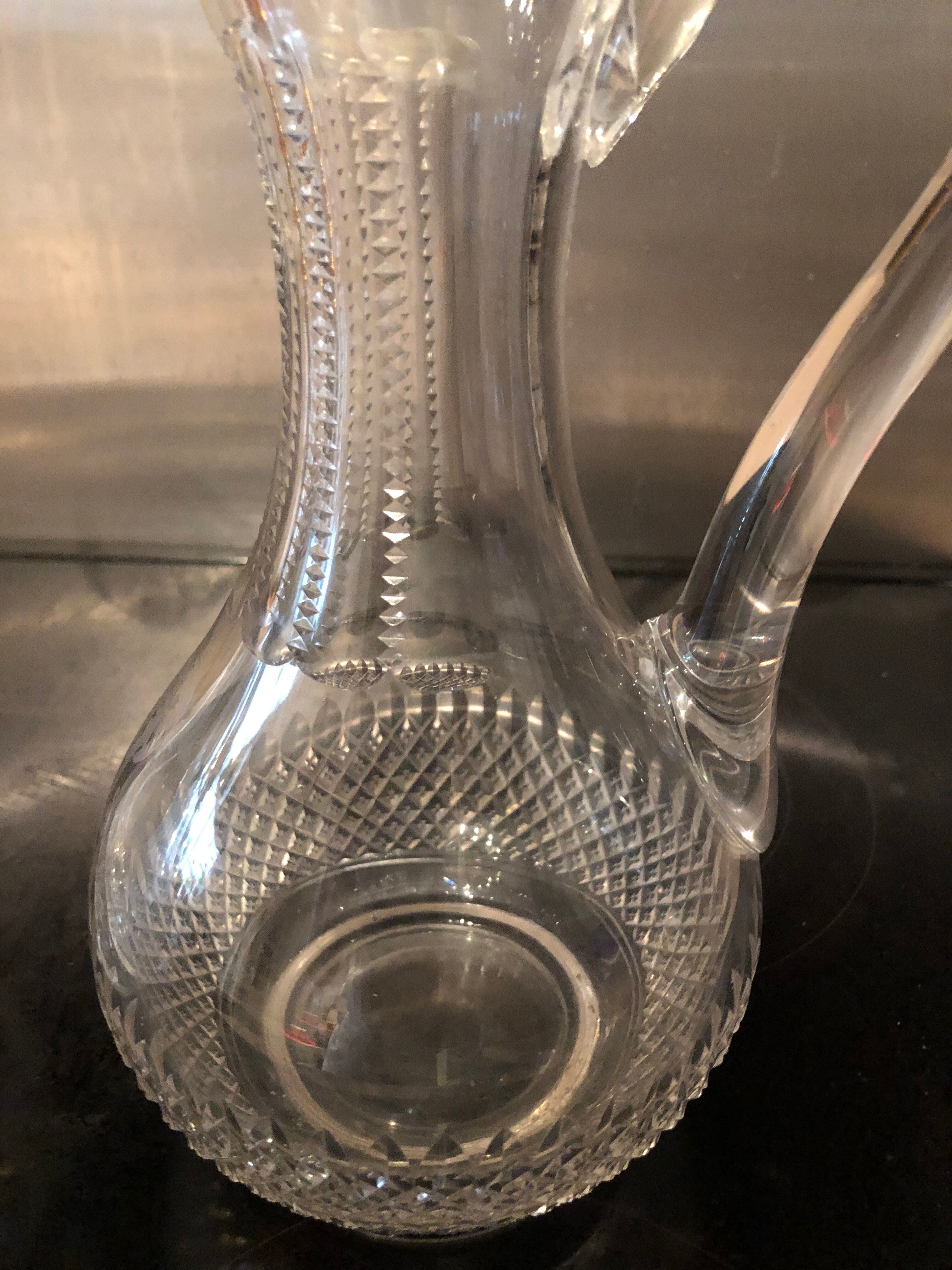 Pair of cut crystal pitchers