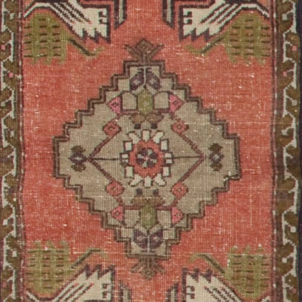 Hand-knotted Small Rug. Vintage Doormat. Turkish Seat Cover. Entryway Rug. Kitchen Mat. Bath Mat