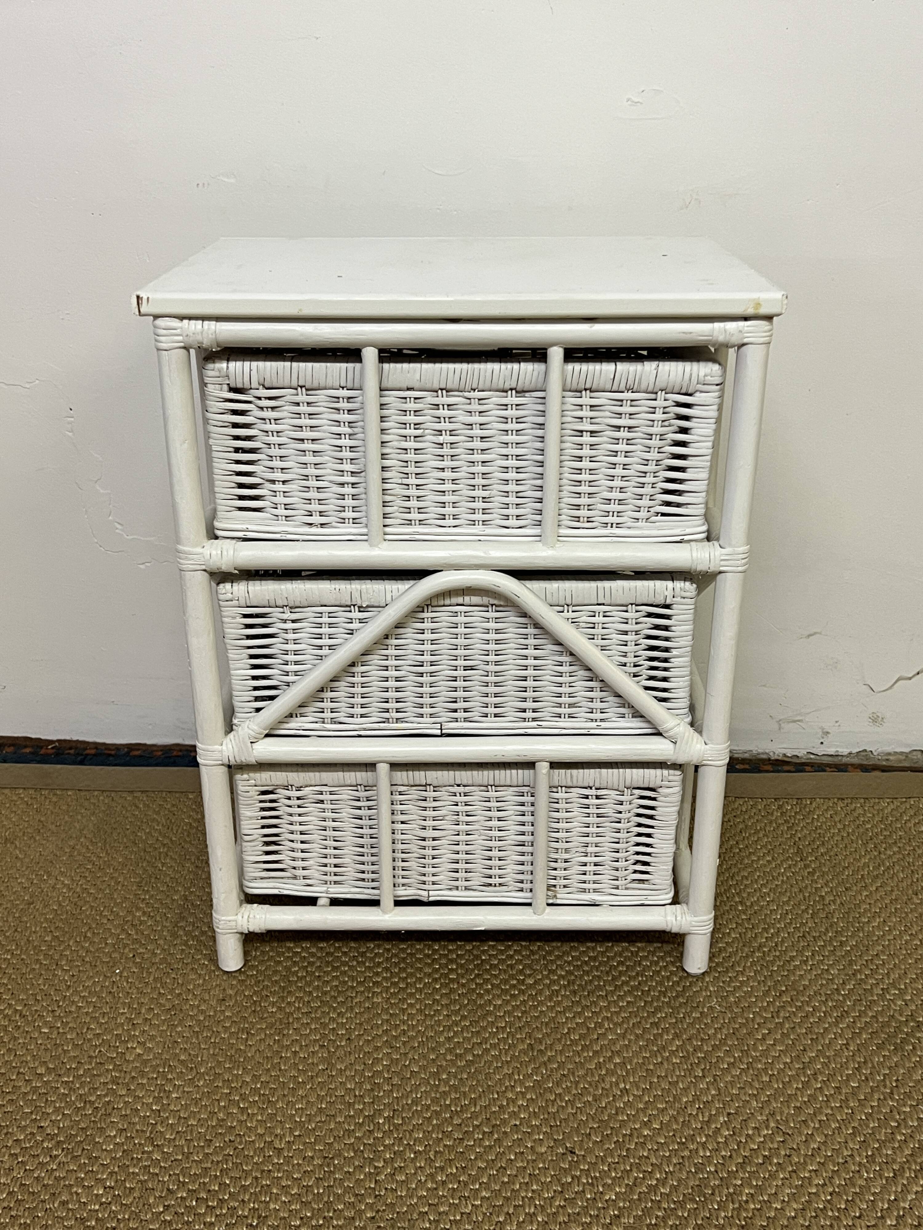 Vintage rattan storage unit, 3 drawers