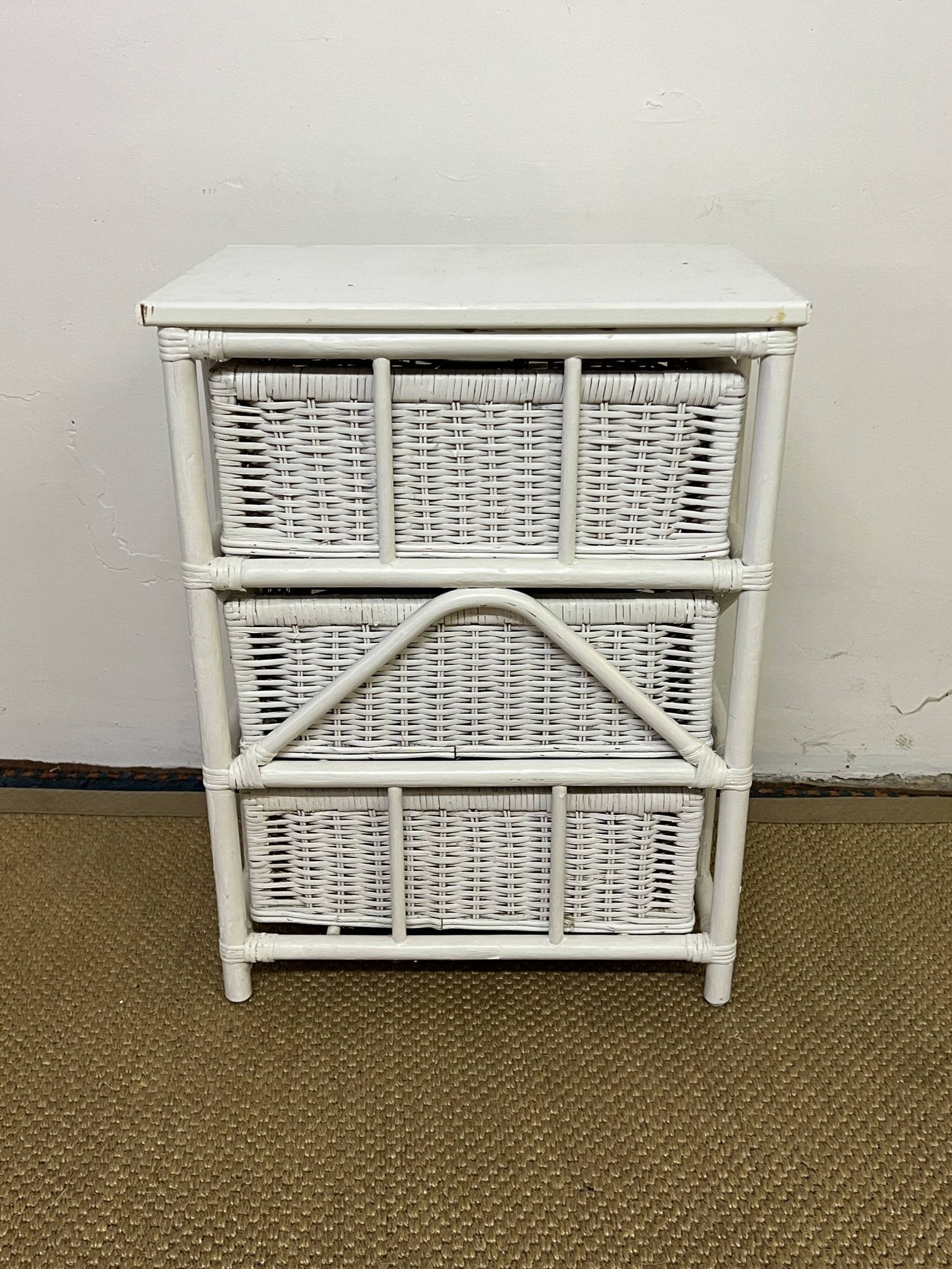 Vintage rattan storage unit, 3 drawers