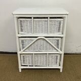 Vintage rattan storage unit, 3 drawers