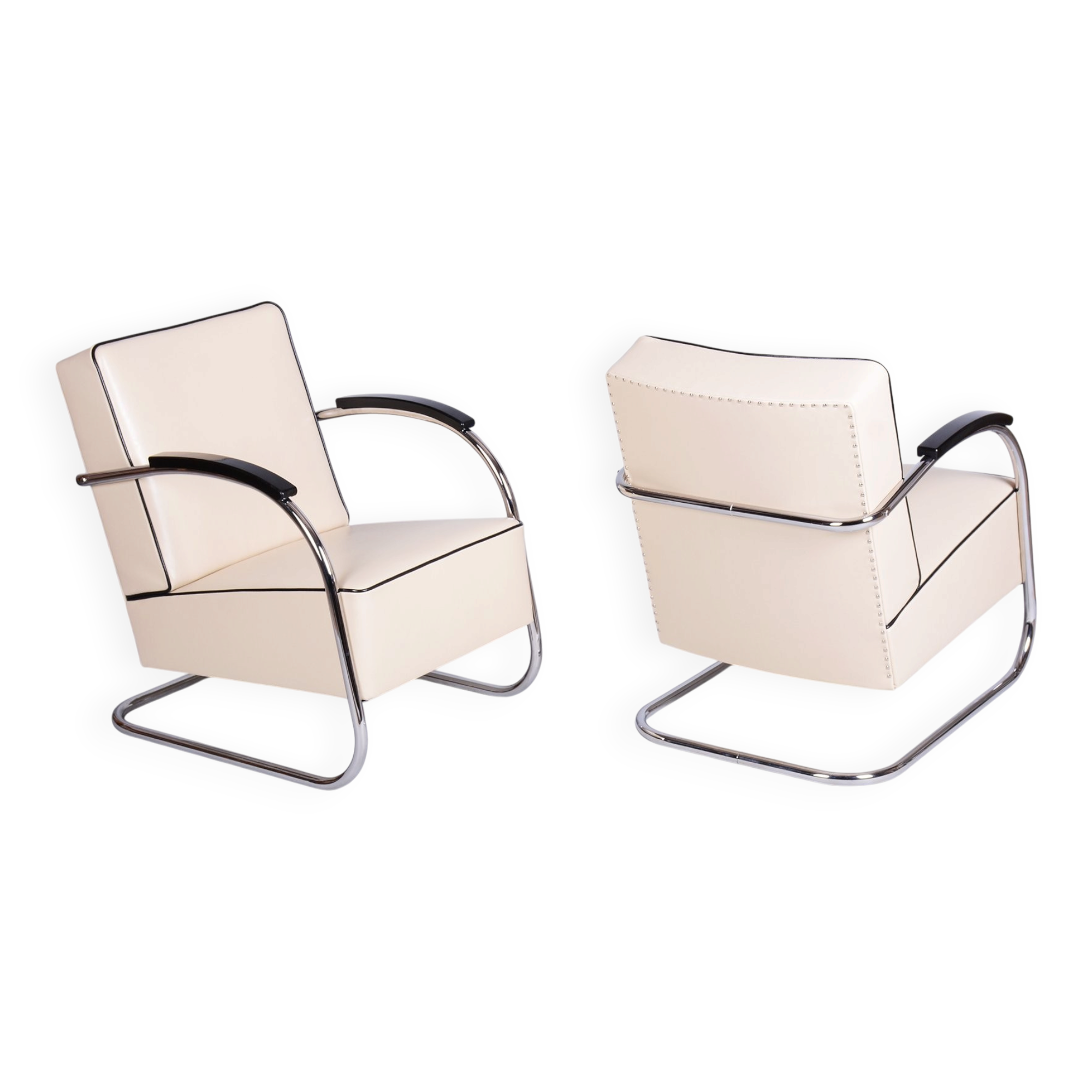 Bauhaus Leather FN21 Armchairs from Mücke-Melder, Czech, 1930s, Set of 2