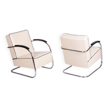 Bauhaus Leather FN21 Armchairs from Mücke-Melder, Czech, 1930s, Set of 2