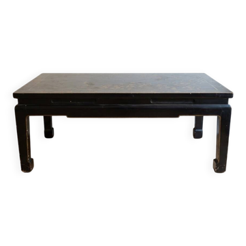 Table basse chinois bois noir et doré