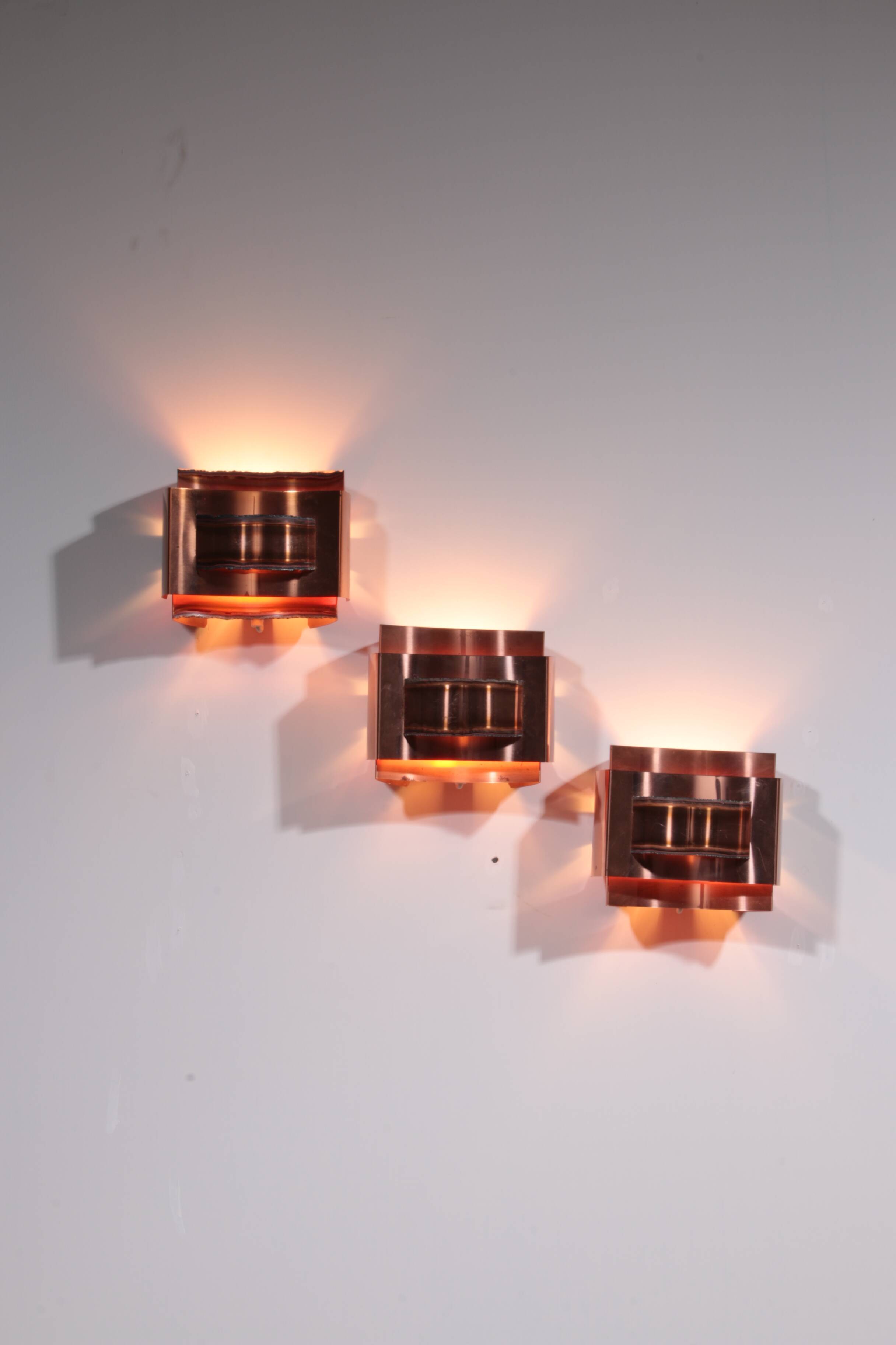 Wall lamps Svend Aage Holm Sørensen brutalist and copper,1960