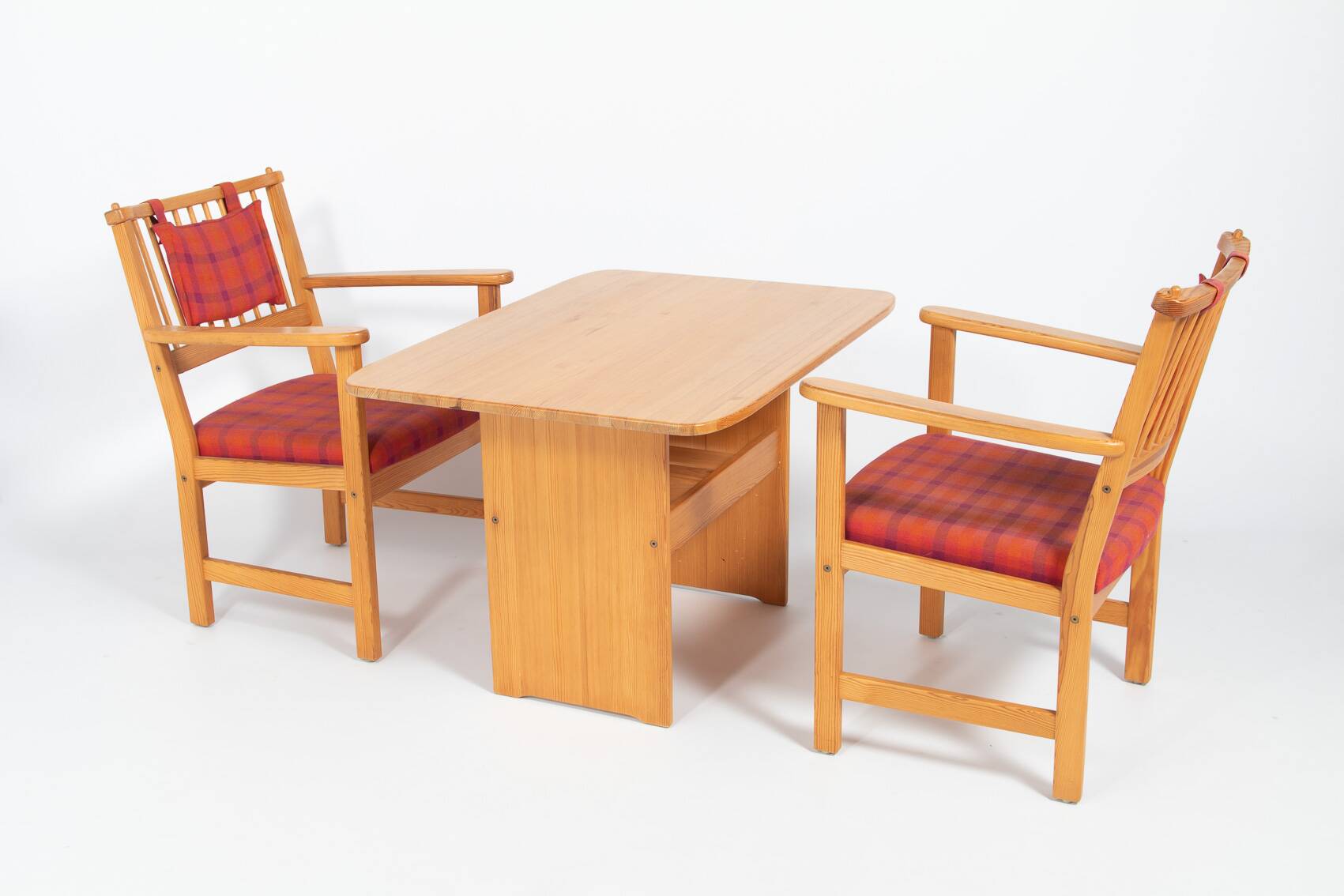 Yngve Ekstrom ‘Furubo’ armchairs with a table produced by Swedese, 1970’s