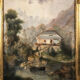 Trumeau decorated with a lively landscape, stuccoed and gilded frame 59x125cm