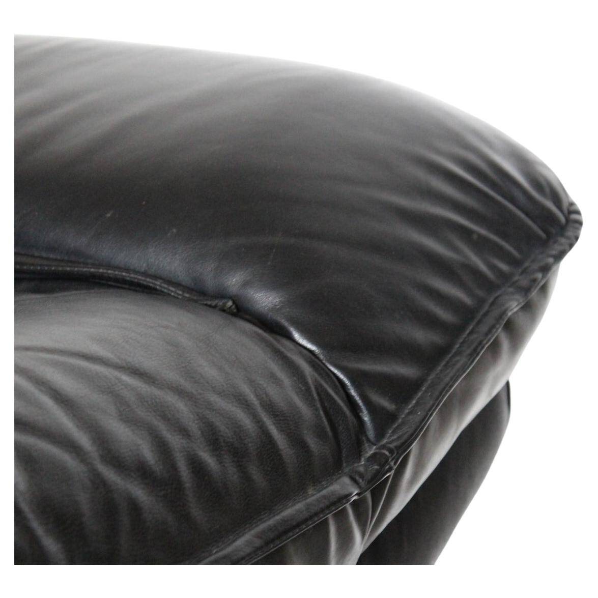 Post modern black leather armchair, Italy 1980 's