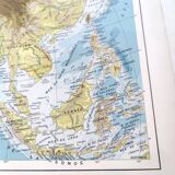 Vintage map Asia China Japan USSR India 43x43cm from 1950