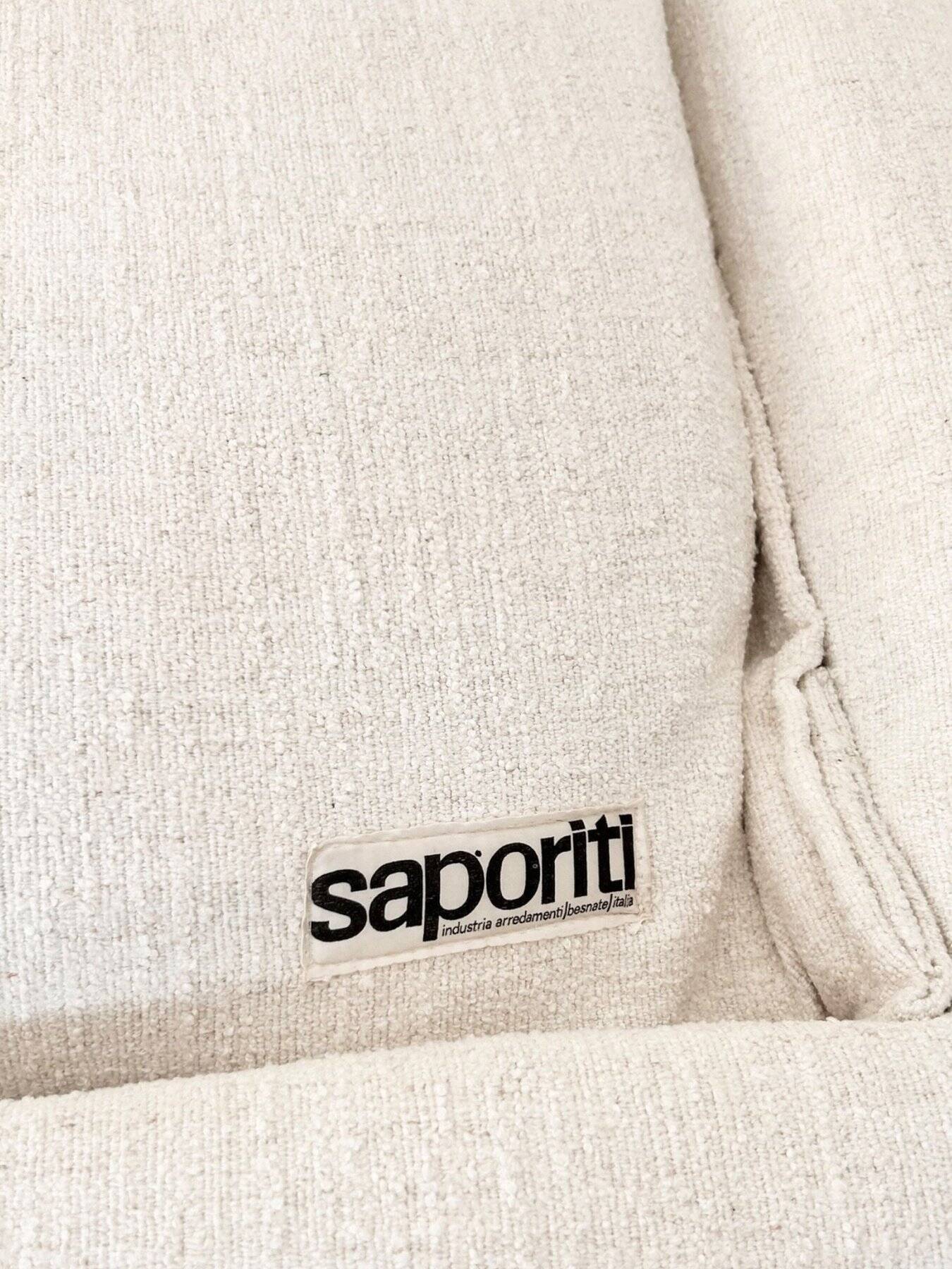 Fratelli Saporiti modular canapé in ecru boucle linen 1970