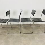 4 chairs Spaghetti Giandomenico Belotti black leather for Alias