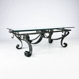 Table basse brutaliste en acier sculpté français, années 1960